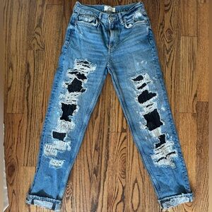 We The Free Ripped Blue Boyfriend Jeans